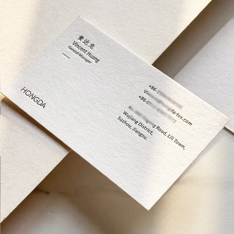 200pcs Personalized Cotton Paper High Grade Letterpress Cards Business Cards Foil Embossing Colorless Debossing Cards 3D Logo