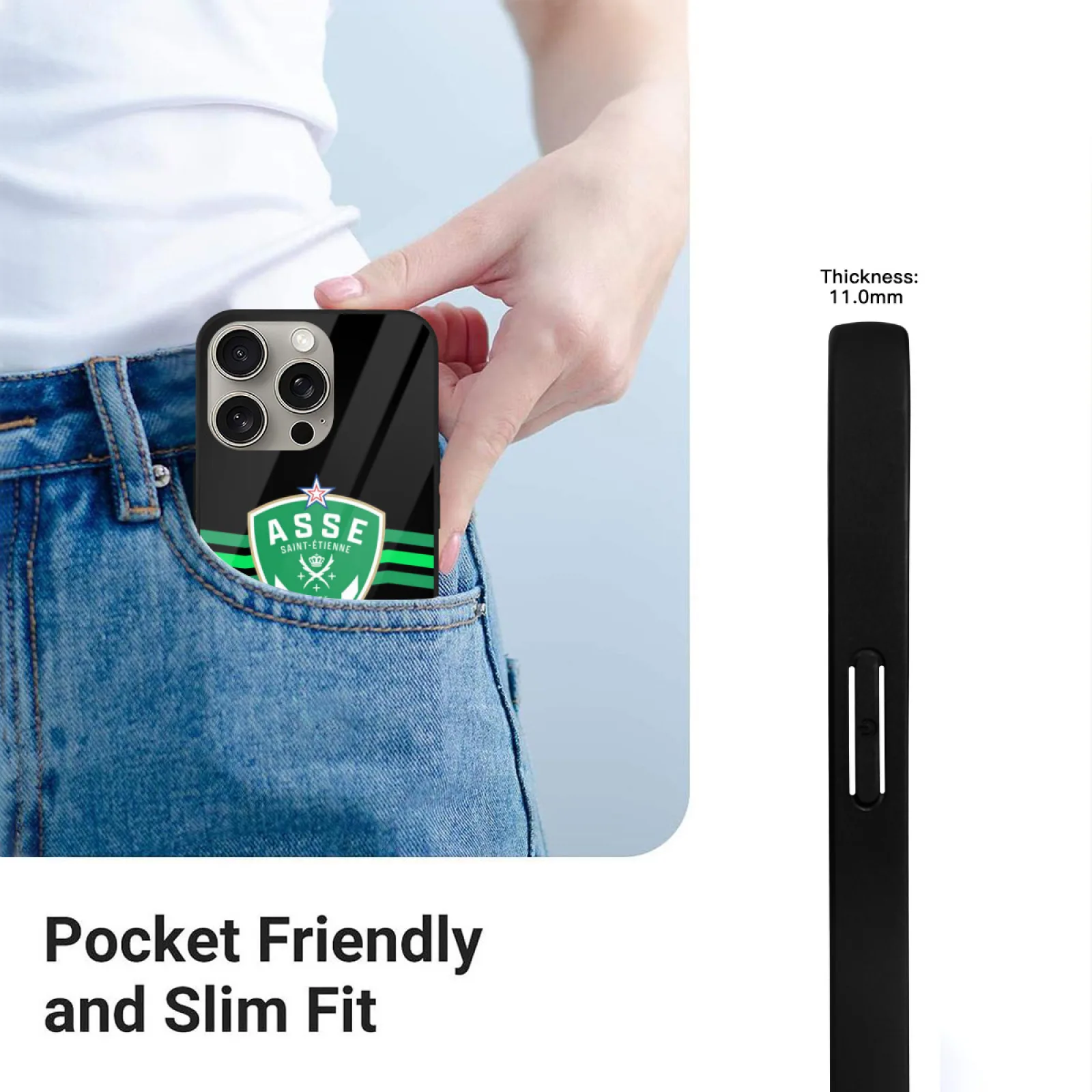 Saint Etienne Stéphanois St Etienne حافظة من الزجاج المقسى لهاتف آيفون 16 15 14 12 13 11 إلخ. سلسلة غطاء من البولي يوريثان الناعم St Etienne Saint