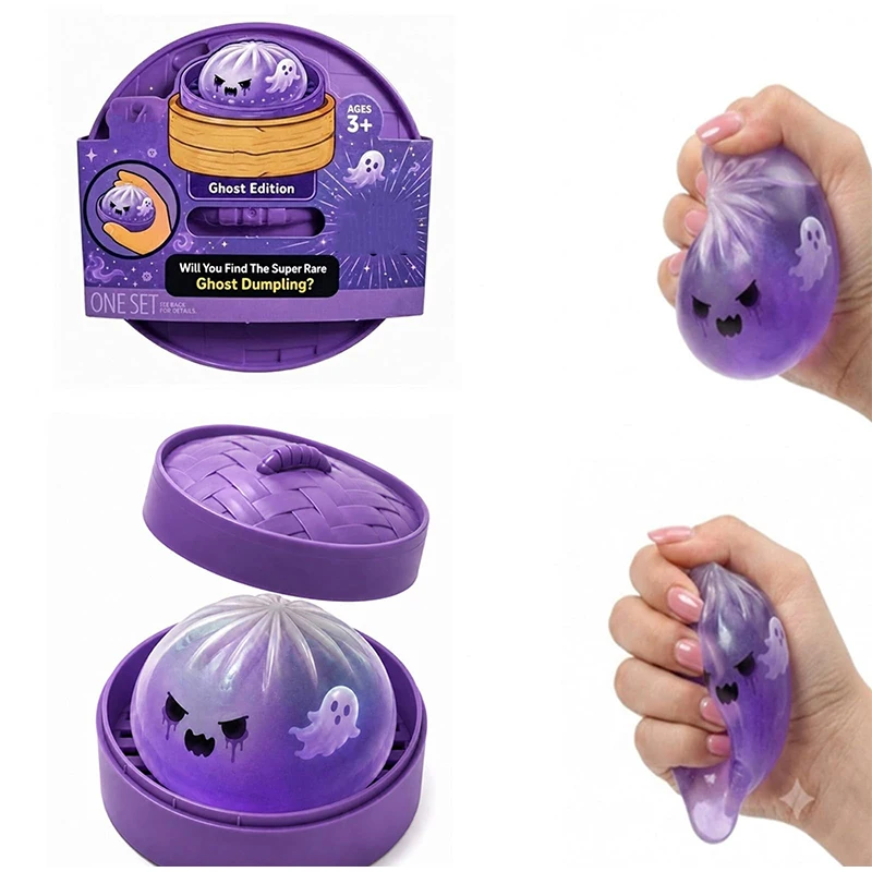 Halloween Bun Squeezing Toy Hidden Version Ghost Dumpling Squishy Mystery Box Soft Elastic Squeeze Sensory Fidget Anxiety Relief