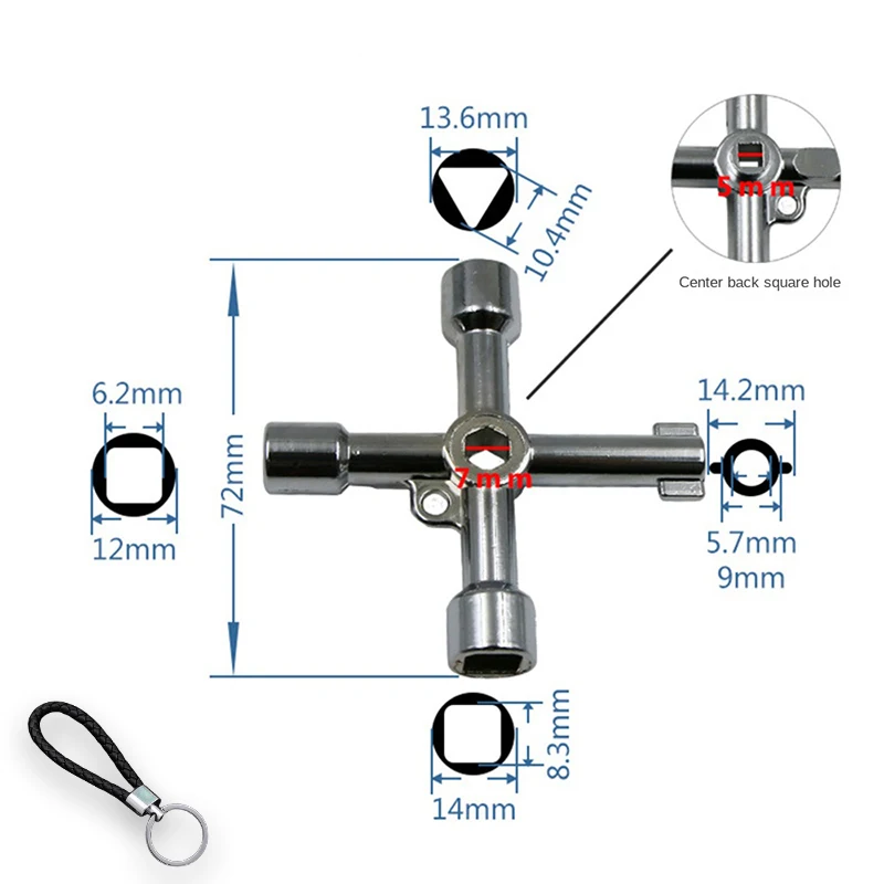 

Key Wrench Cross Switch Alloy Universal Square Wrench Tool For Elevator Electrical Cupboard Box Cabinet Socket Wrenchs Universal