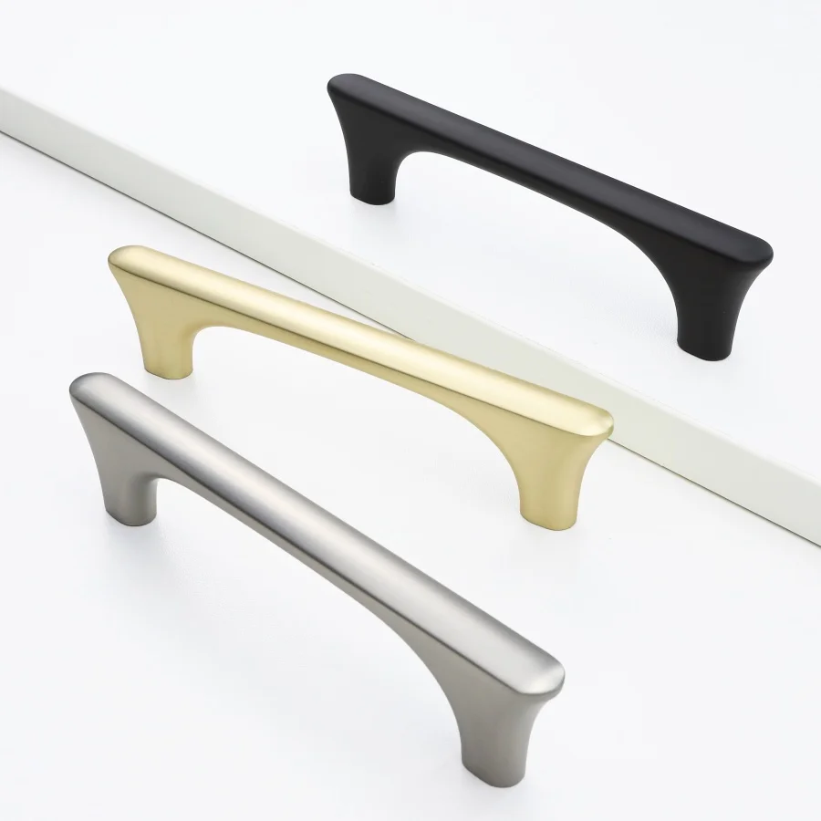 Simple Modern Cabinet Handles Black Wardrobe Pulls  Kitchen Cupboard Door Knobs Zinc Alloy Furniture Hardware