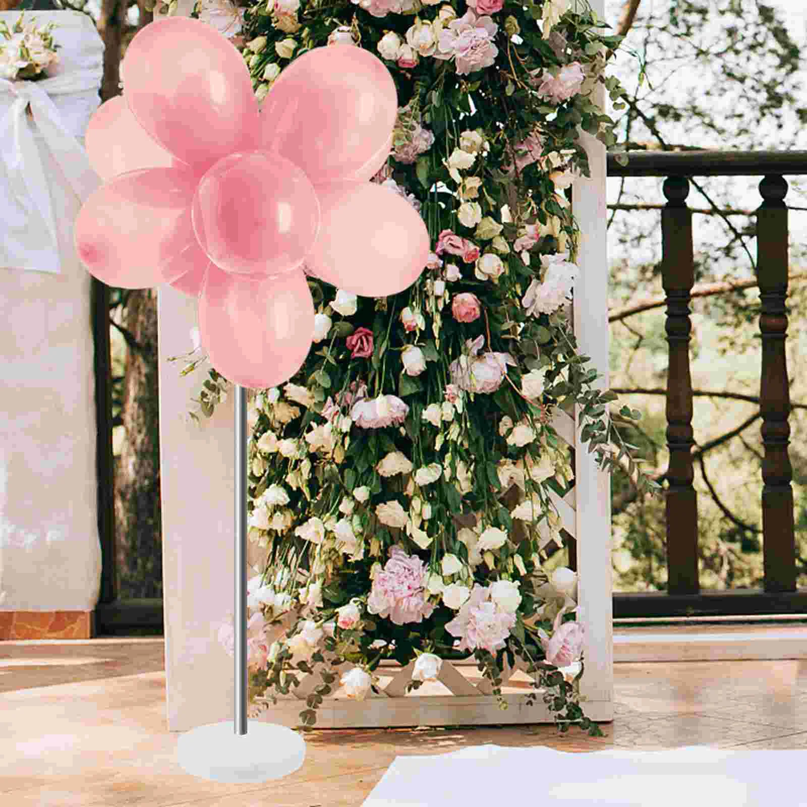 Soporte para globos, Base redonda llena de agua, accesorios de decoración de fiesta ponderados fijos (Base de (21 Cm), 4 Uds. De arco de plástico para 4 Uds.