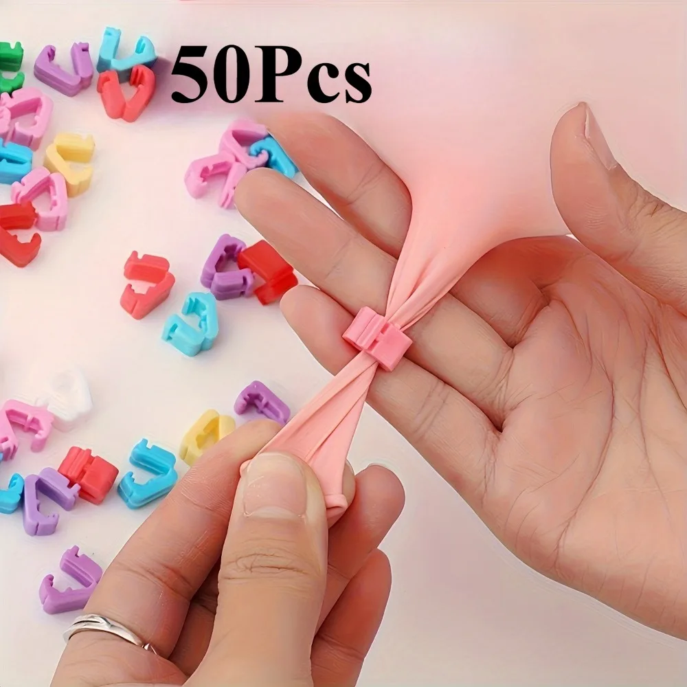 

50Pcs Multicolor Balloon Clips, Plastic Fastener Ties for Birthday Wedding Party Decor