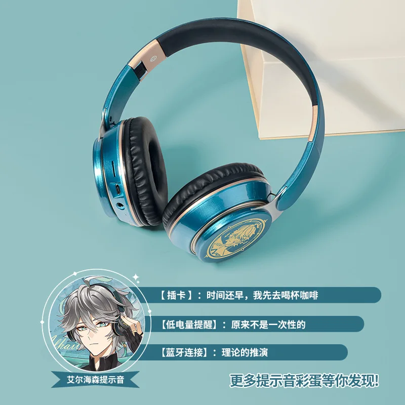 Alhaitham Cosplay Genshin Impact Headphone Wireless Bluetooth Headset Game Character Headphones with Microphone Alhaitham Badge