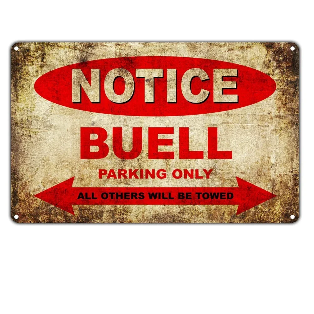 Vintage Notice Buell Motorcycles Parking Only All Others Will Be Towed Tin Sign Retro Metal   Poster  Decor Wall