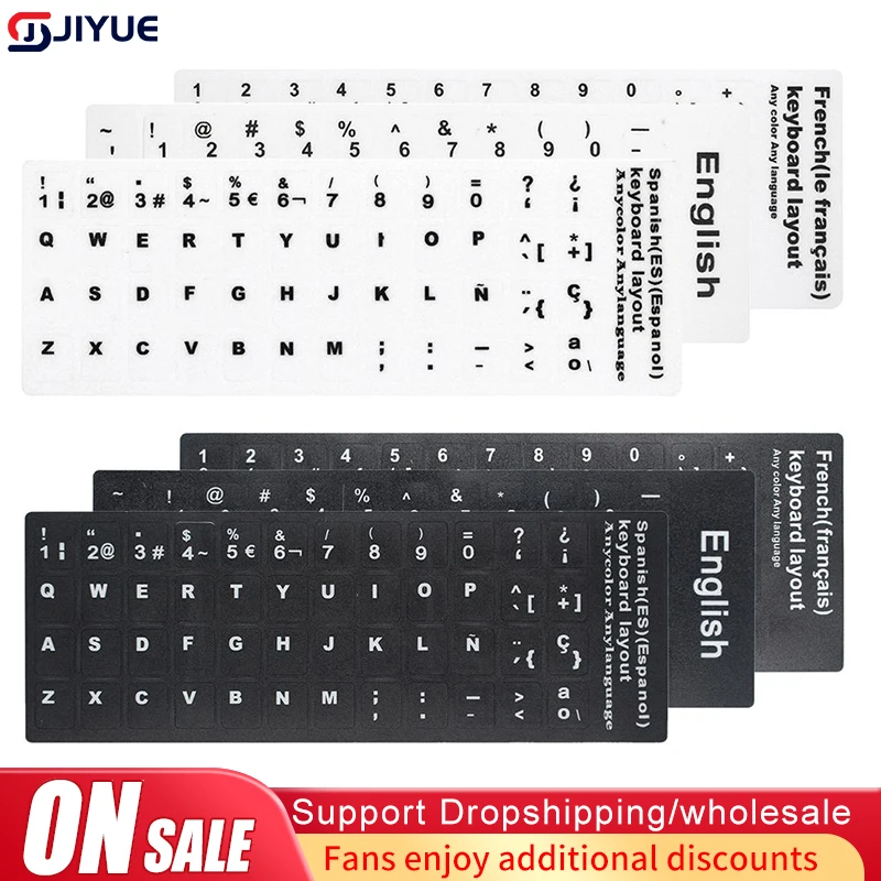 Multi-language Keyboard Stickers Spanish/English/Russian/Deutsch/Arabic/Italian/Japanese Letter Replacement For Laptop PC