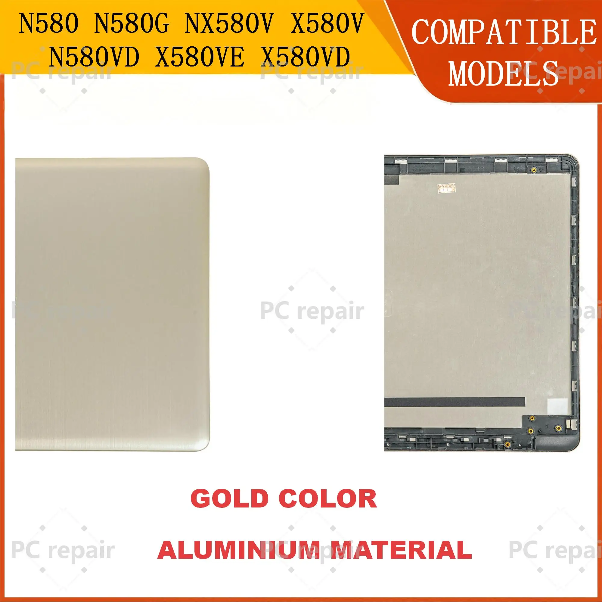 Replace Cover For NX580 N580G NX580V X580V N580VD X580VE X580VD N580VE M580V N580 Top Lid Frame Hinges Back Cover Plastic/Metal