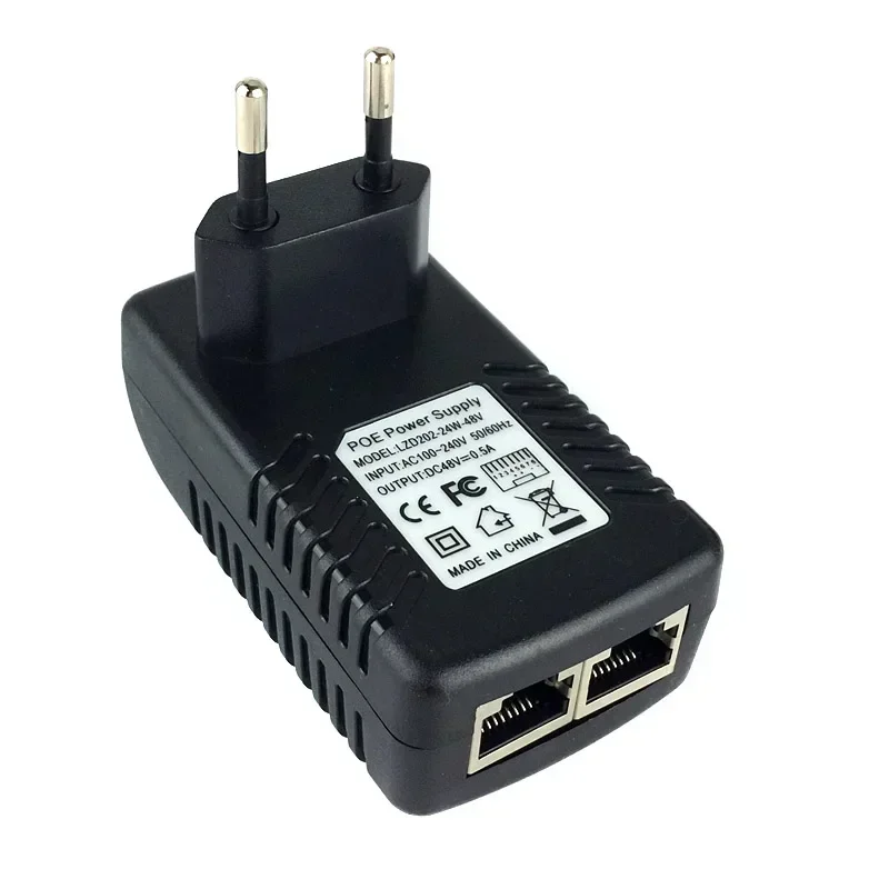 48V 0.5A 24W POE Wall Plug POE Injector Ethernet Adapter IP Camera Phone US EU Plug Security Surveillance Power Supply