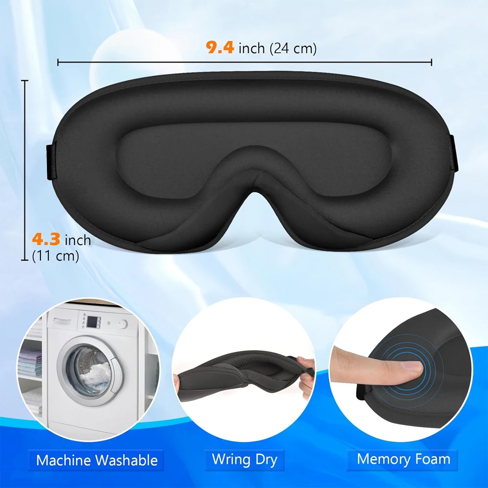 3D 눈가리개 수면 안대, 컵형 디자인, 야간 눈가리개, 빛 차단 눈가리개, 조절 가능한 스트랩 포함, 여행용