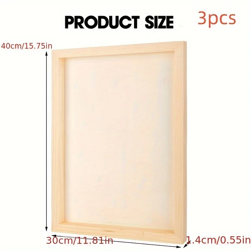 3 Pack Wood Panels for Painting 12 X 16 Inch/ 30x40cm Craft Wood Board Unfinished Wood Wooden Panel Boards for Painting, Pourin