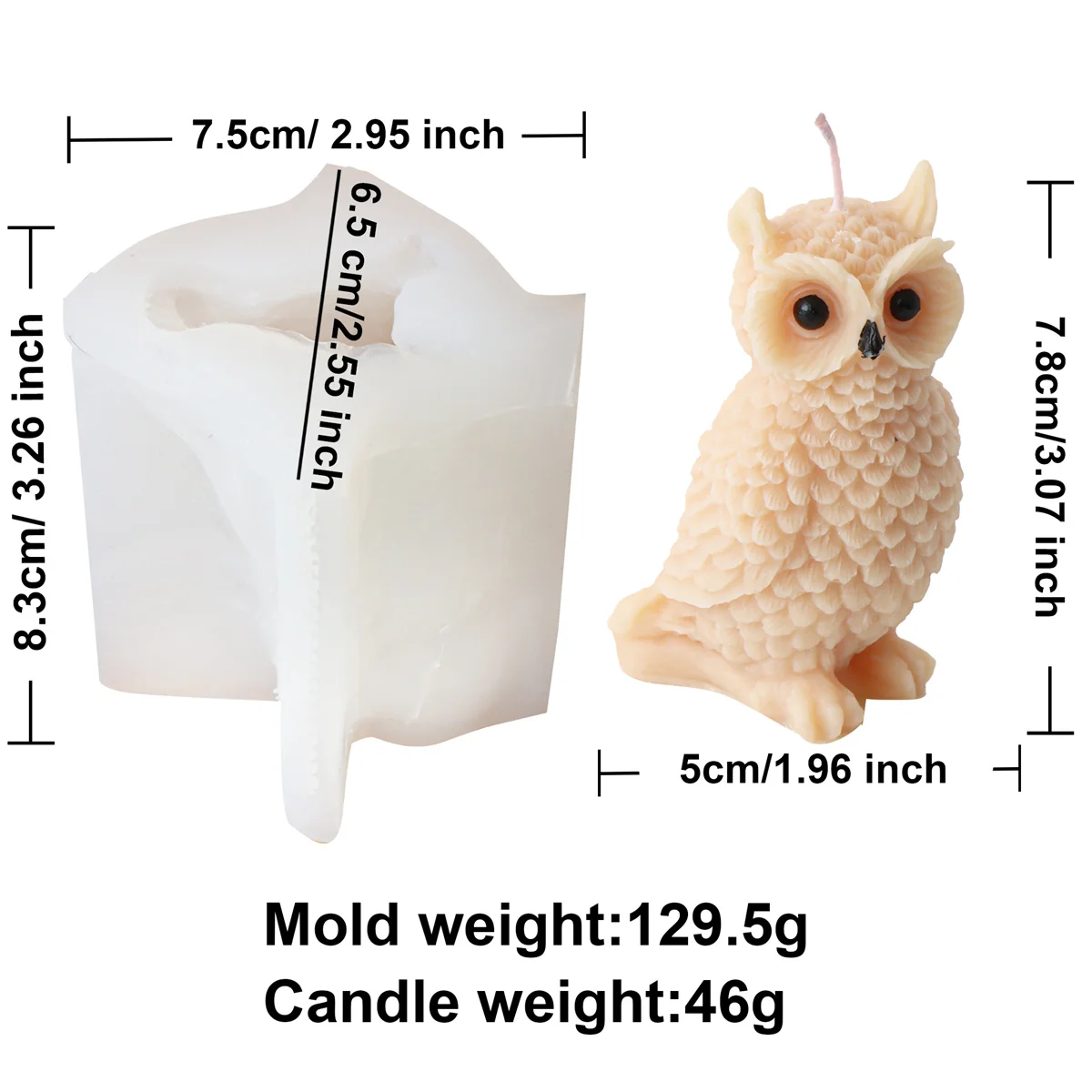 3D Owl Parrot Lark Candle Molds Bird Silicone Resin Casting Mould for DIY Making Polymer Clay Craft Plaster Home Decoration