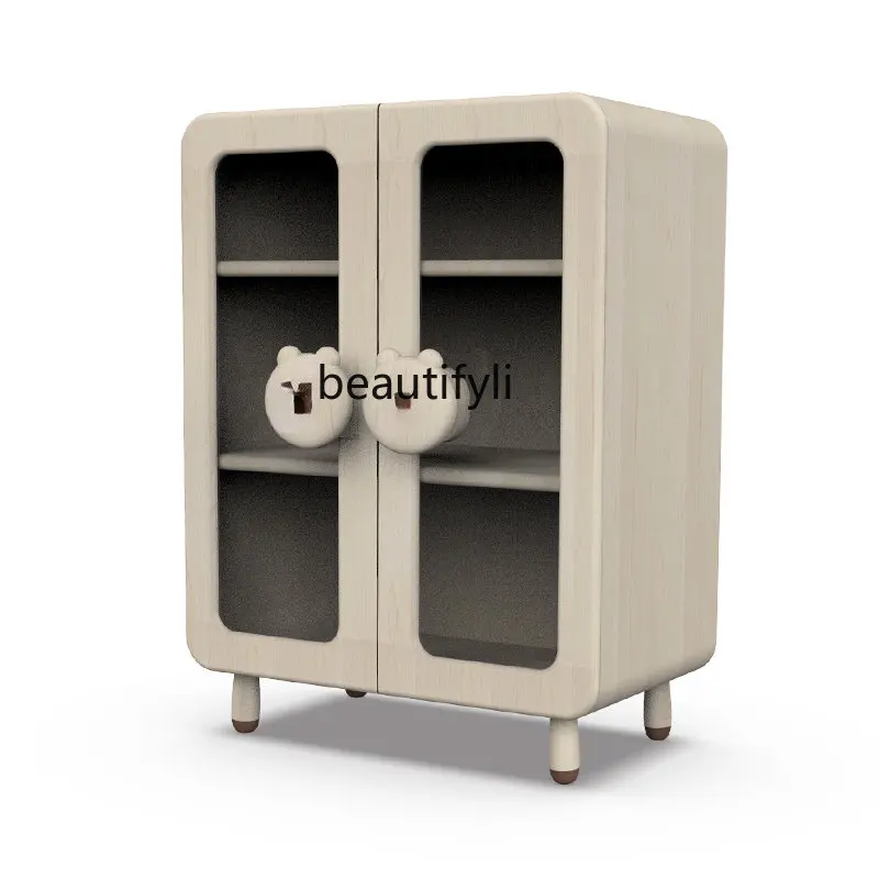 yj Display Cabinet All Solid Wood Bookcase Hand-Made Model Storage Transparent Storage Cabinet