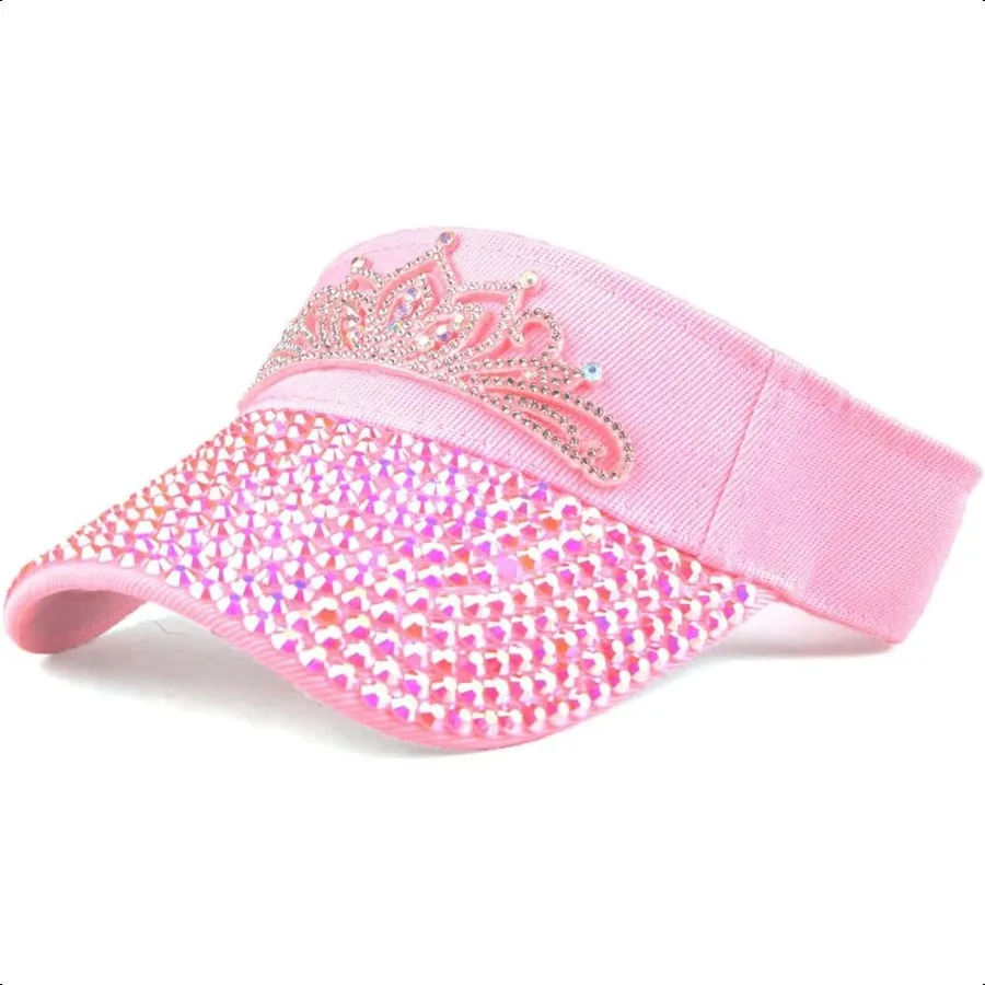 

Sparkle Glitter Summer Rhinestone UPF 50+ Bling Ladies Sun Visor for Women Outdoor Sports Fashion Golf Hat