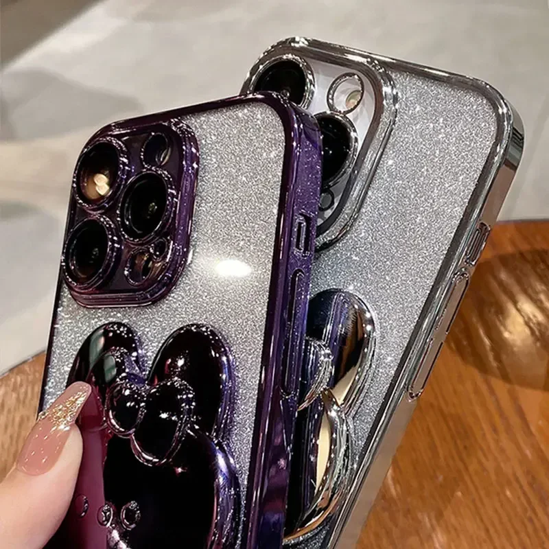 بريق مرآة أرنب حامل حافظة لهاتف سامسونج S25 FE Edge S24 S23 Ultra Plus A17 07 56 55 36 35 26 25 16 06 05 05S M/F/C/55 غطاء