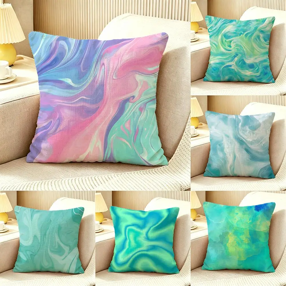 Ice Blue Fluid Flame Cushion Cover Pillow Cover Nordic Minimalist Throw DoubleSided Print Cushion Case for Sofa Bedroom Decor