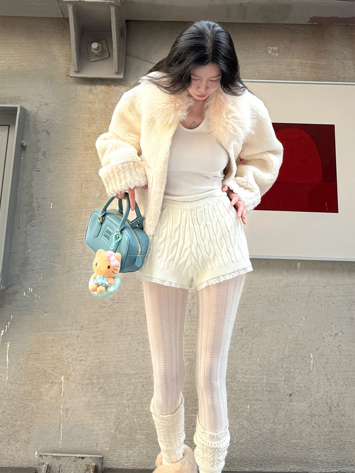 

Женская куртка Matou из овечьей шерсти с воротником из экологичной шерсти, теплая, в корейском стиле, для повседневной носки, молодежная, однотонная