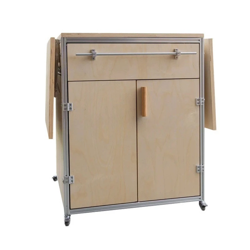 

Ocean plate dining side folding cabinet light luxury locker birch mobile aluminum profile bucket cabinet industrial wind storage