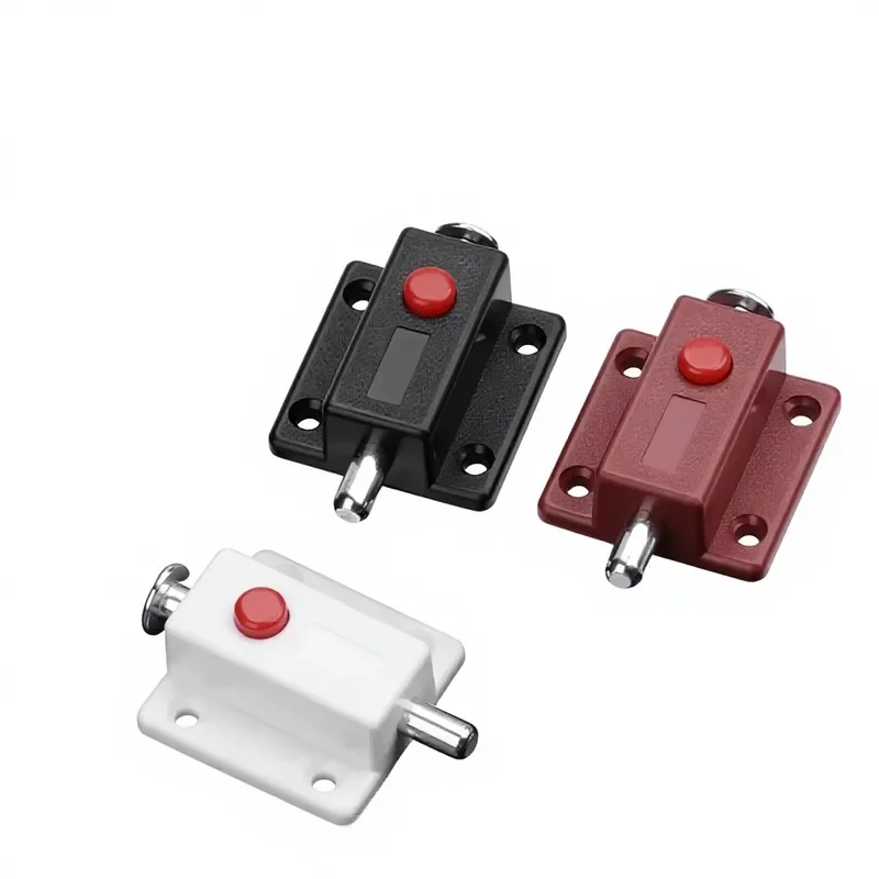 for Automatic Modern Durable Button Latch Cabinet Surface Mount Plastic Bolt Latch Furniture Hardware Pin Spring Latch
