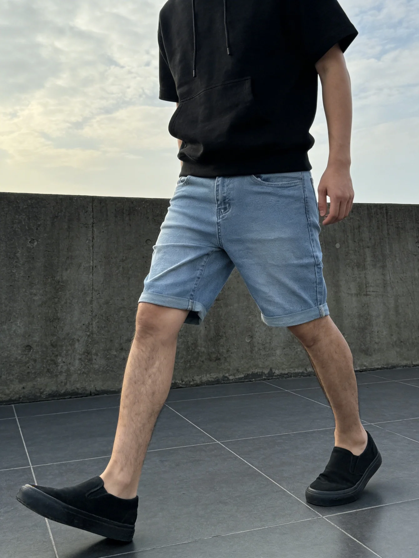 Unisex Casual Stretch Blue Jorts Skinny Slim Fit Denim Jeans Pants Y2K Clothes For Men