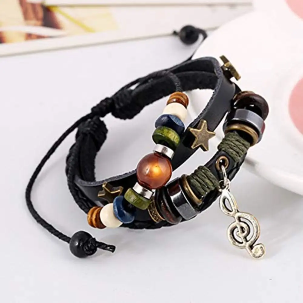 Multi-Layer Beaded Bracelet Handmade Musical Note Fairy Core Accessories Adjustable Boho Style Fairy Grunge Bracelet Men Jewelry
