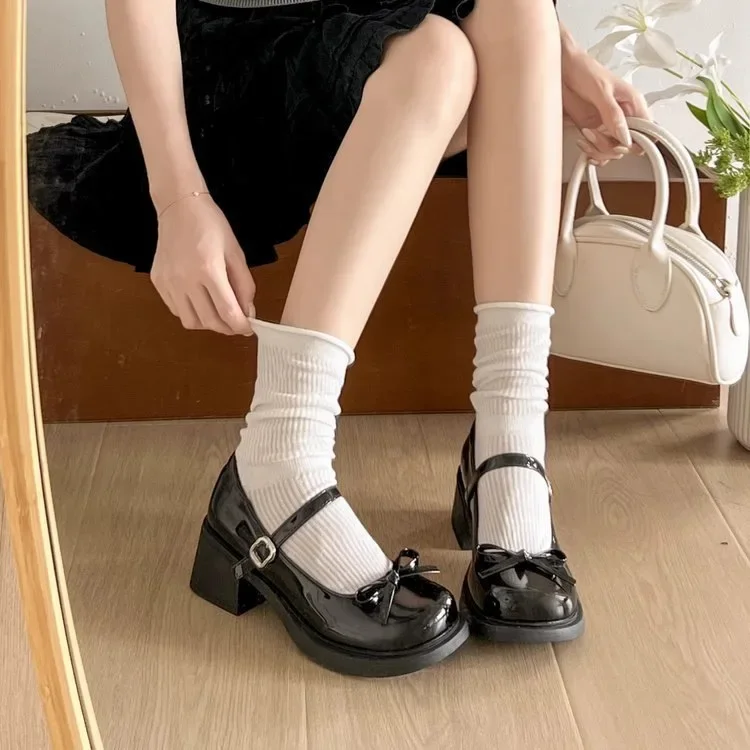 2026 Neue Plattform-Damenschuhe mit Dicker Hoher Sohle, Mary Jane Modell, Schlichte Outdoor-Pumps, Frühling-Herbst Damen-Lederschuhe – Detail 5