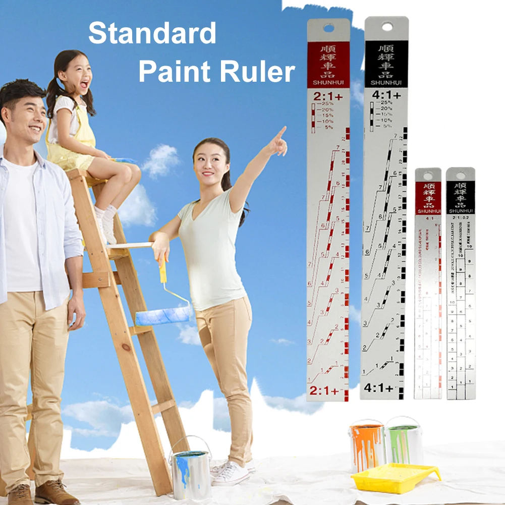 Paint Tool Ruler Kit Multifunctional Metal Standard Car Paint Ruler Accurate Measurements Ruler Paint Tool for Vehicle Painting