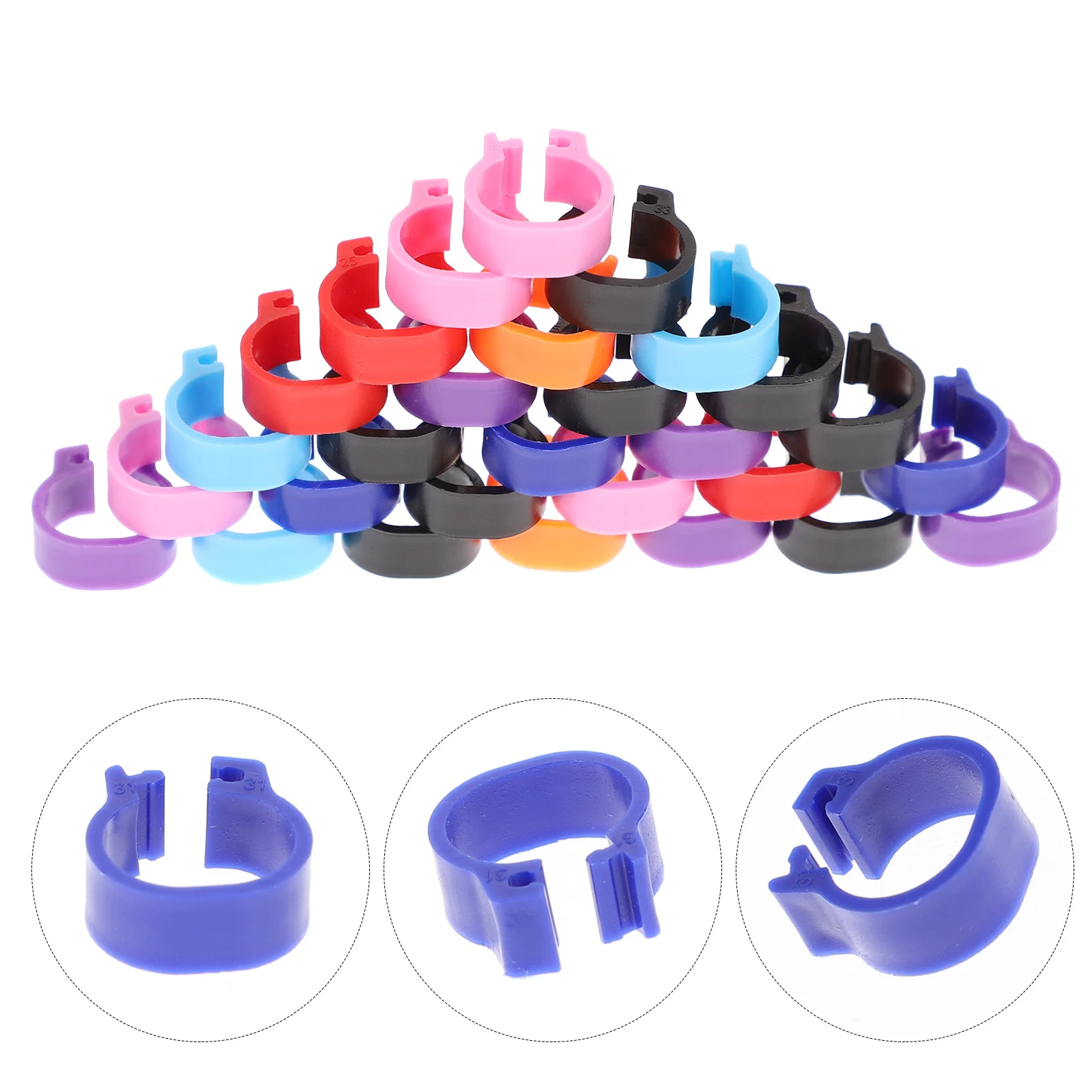 

100 Pcs Pigeon Foot Ring Dove Leg Rings Bands Poultry Drumstick Chicken Bird Plastic Parakeet