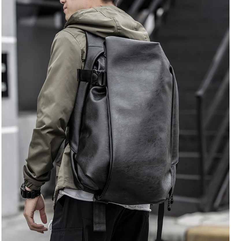 Черный водонепроницаемый противоугонный повседневный рюкзак с отделением для ноутбука, дорожная сумка из искусственной кожи для мужчин, деловая школа