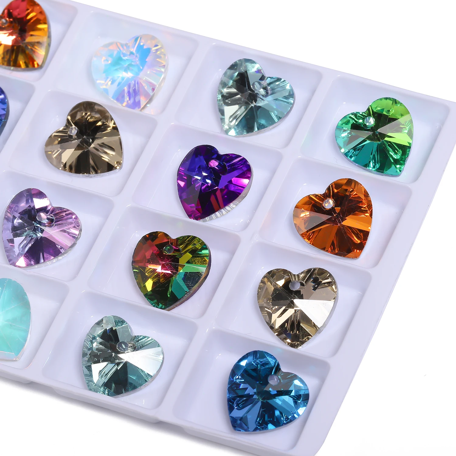 8pcs 14mm Heart Shape Austrian Crystal Pendants Multicolor Faceted Crystal Charms for Jewelry Making DIY Gift Necklace Earrings