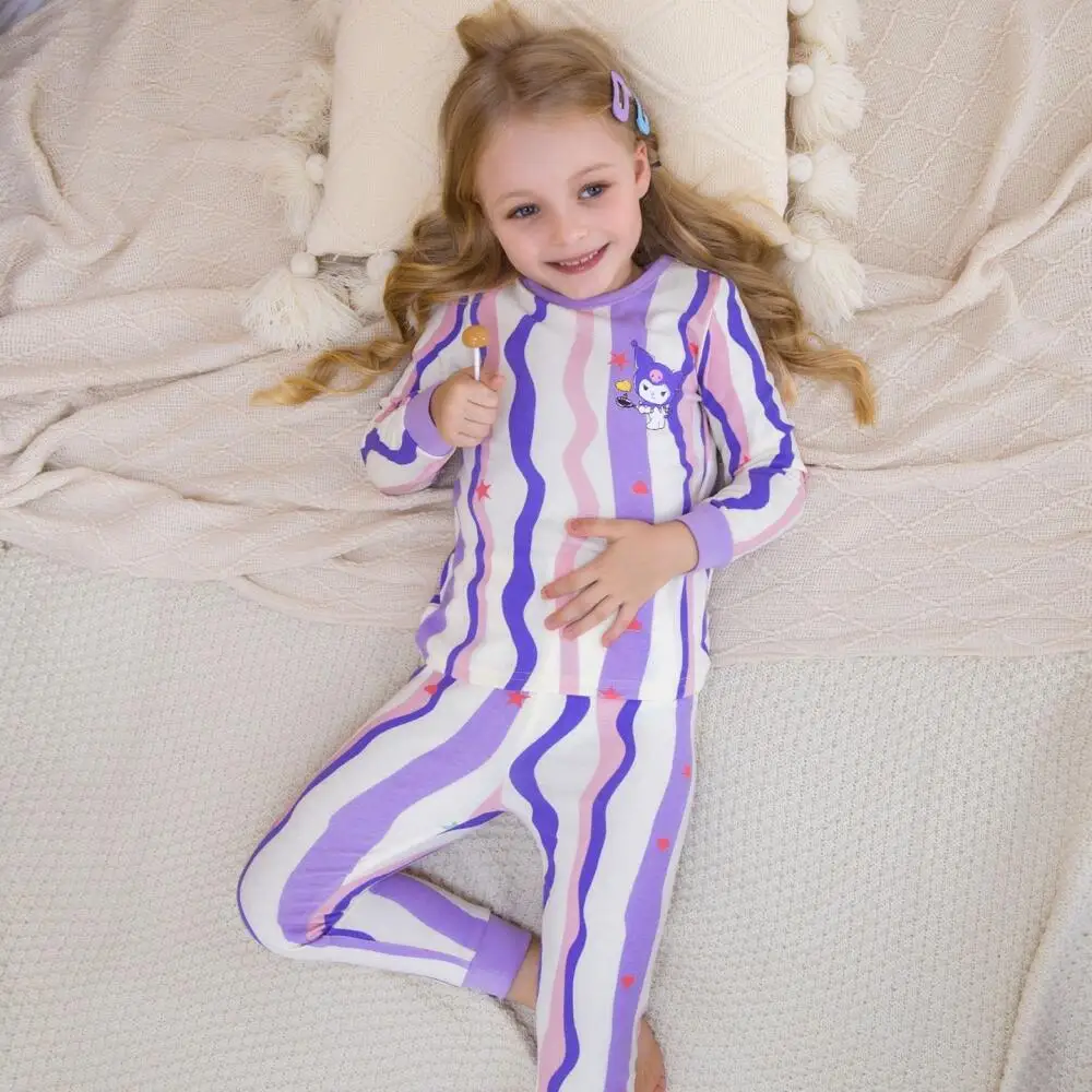 

Sanrio Girls Underwear Set Pure Cotton My Melody Kids' Spring Autumn Long Trousers Kuromi Warm Pajamas Children's Home Clothes