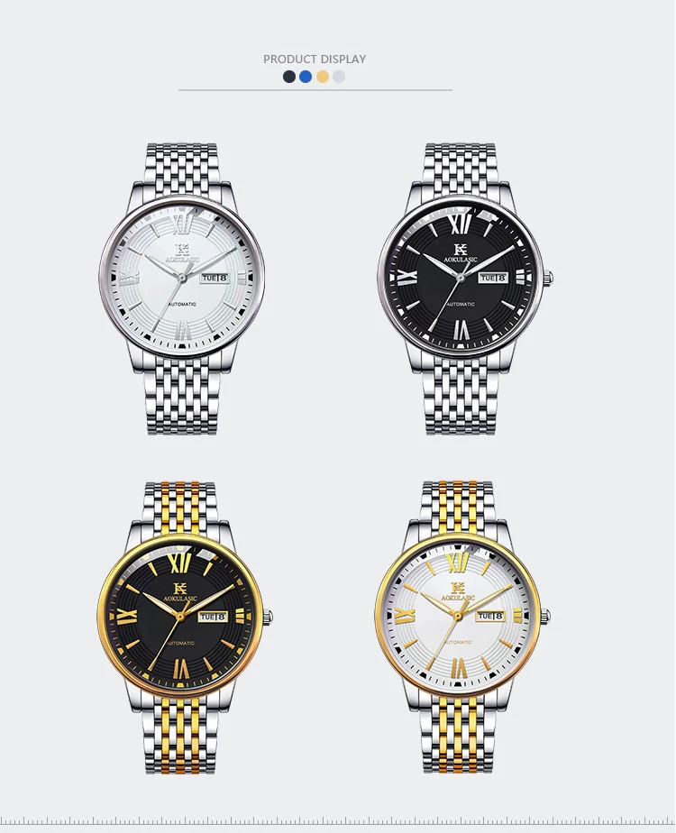 Automatic mechanical watch ultra-thin waterproof night light men's watch automatic winding simple business watch