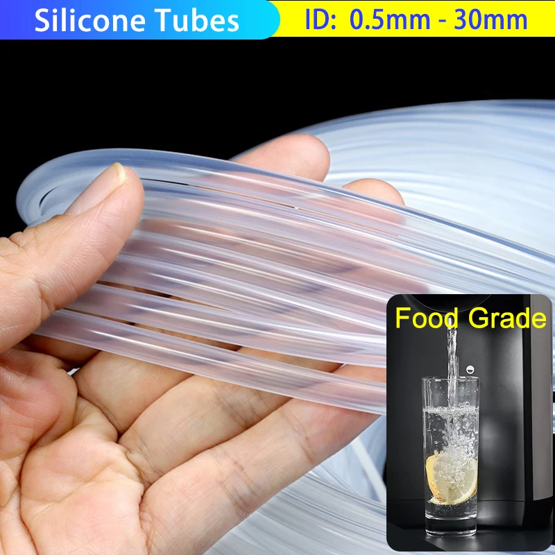 1/2/5m Clear Food Grade Silicone Tube ID 0.5 1 2 4 5 6 7 8 9 10 11 12 14 16 18 20 30mm Flexible Silicone Rubber Watering Hose