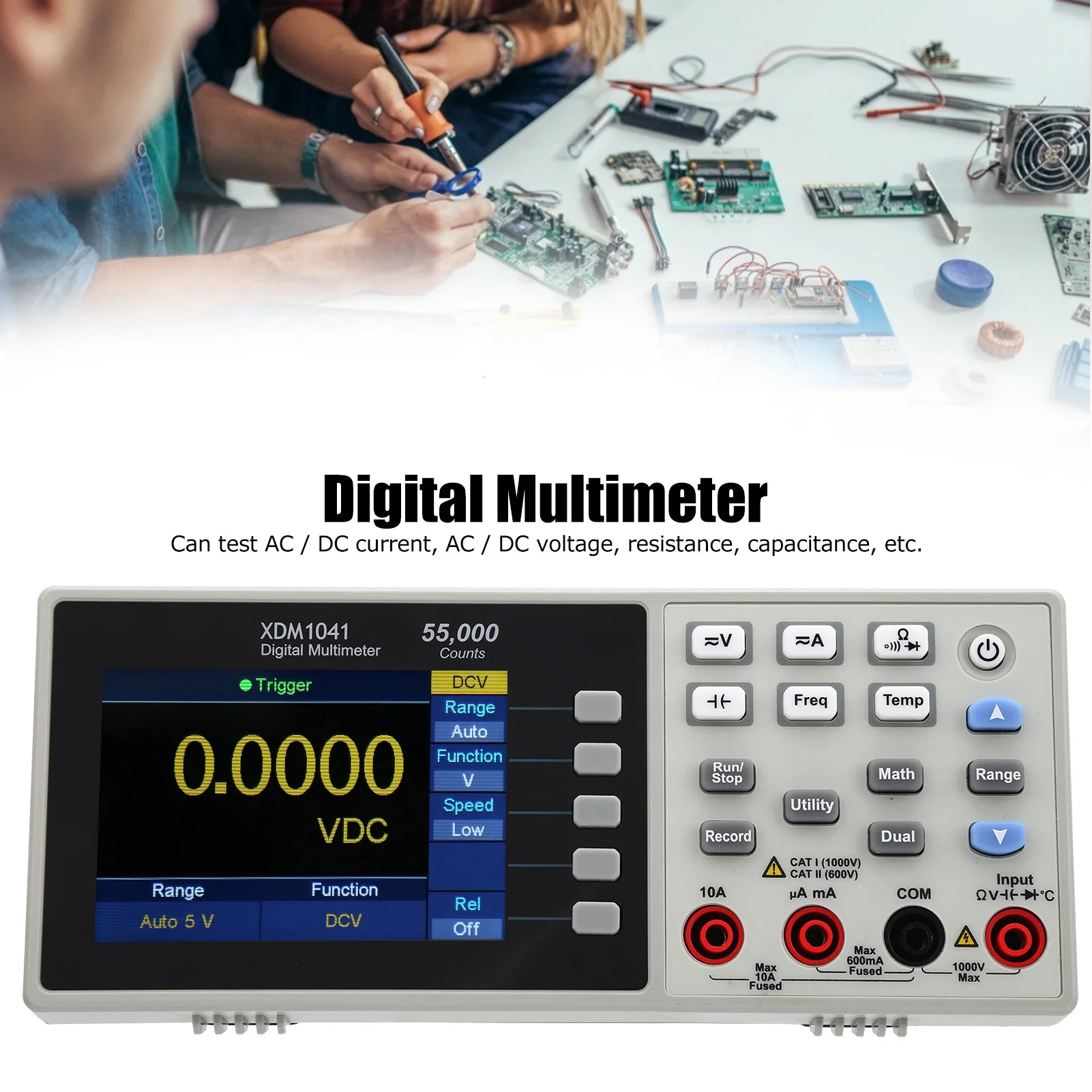 Desktop Multimeter Multimeter Test Equipment XDM1041 3.5in LCD Mini Desktop Digital Multimeter True RMS Temperature Tester Meter