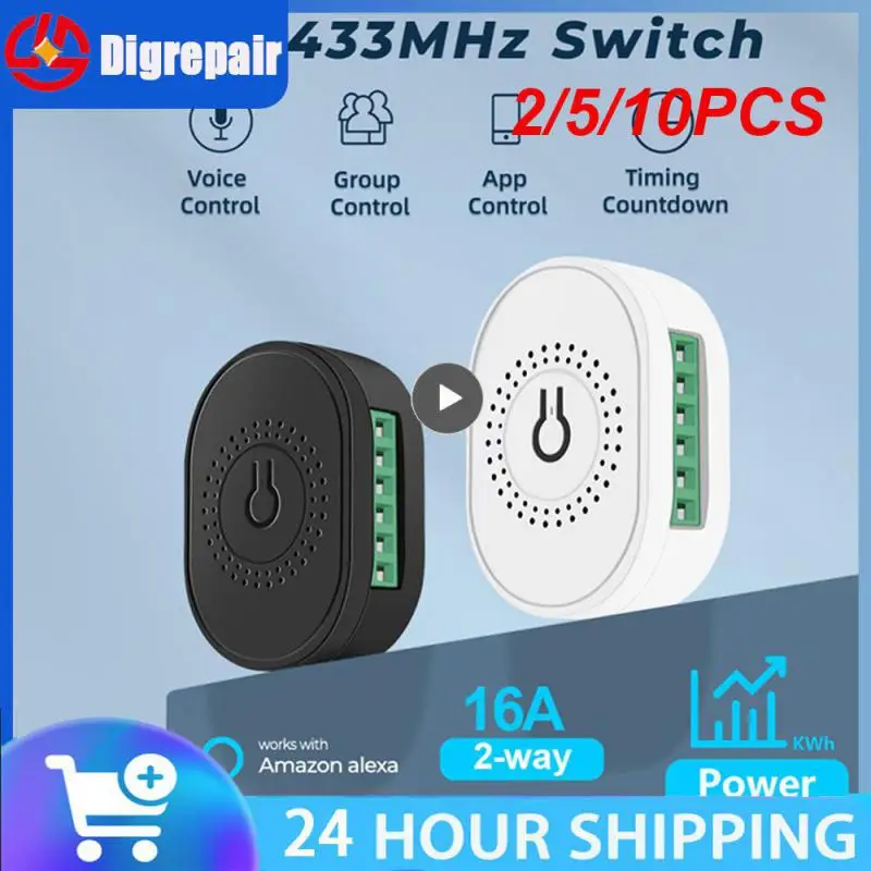 

2/5/10PCS Tuya 16A Wifi + RF 433 Mini Switch With Power Mornitor Double-way Timer Relay Smart Life Breaker Work With Alexa