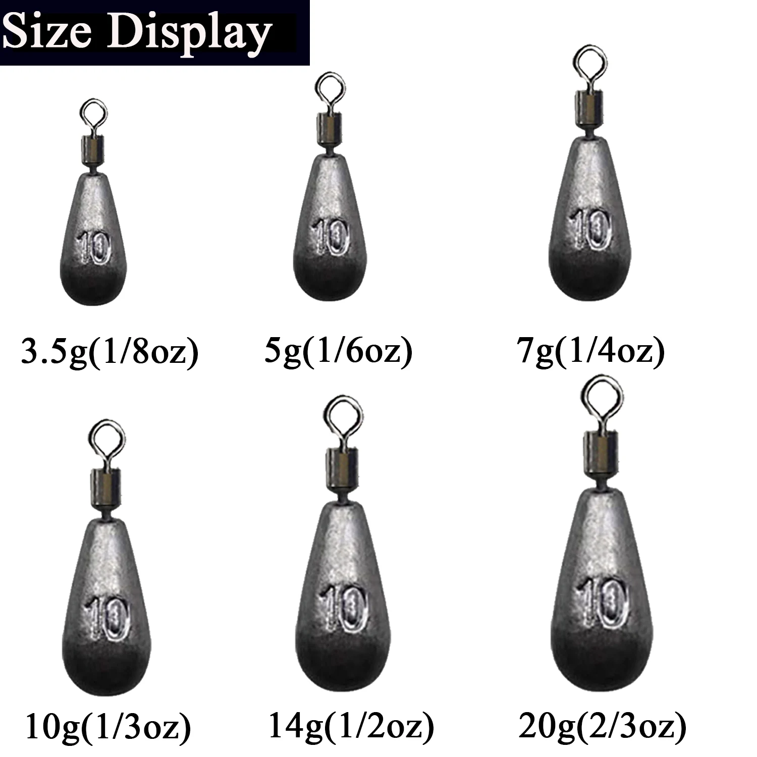 10pcs/lot Fishing Weights Sinkers Drop Shot Weights Fishing Tackle Accessories 3.5g 5g 7g 10g 14g 20g