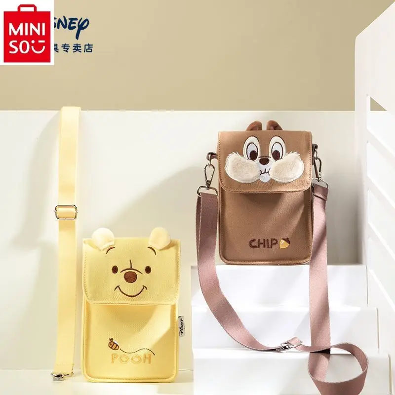 MINISO Disney Strawberry Bear Winnie Bear borsa a tracolla stampata per donna borsa multifunzionale in tela di alta qualità