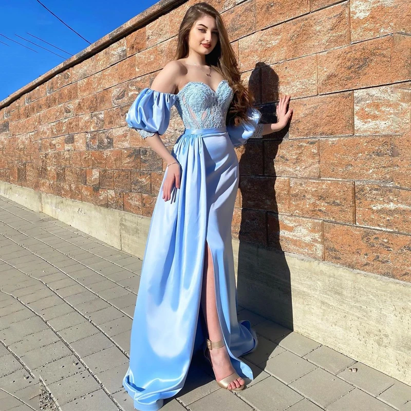 

Thinyfull 2022 Prom Evening Dresses Sweetheart Mermaid Floor Length Party Dress Appliques Side Slit Cocktail Prom Gown Plus Size