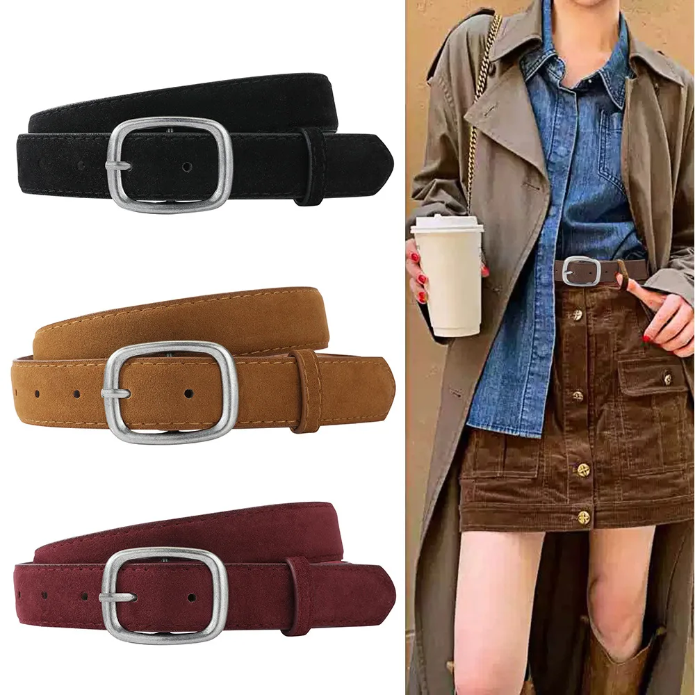 Maillard Belt, Women's Suede Belt, Women's Retro Old Needle Buckle, Jeans, High-End New Belt.