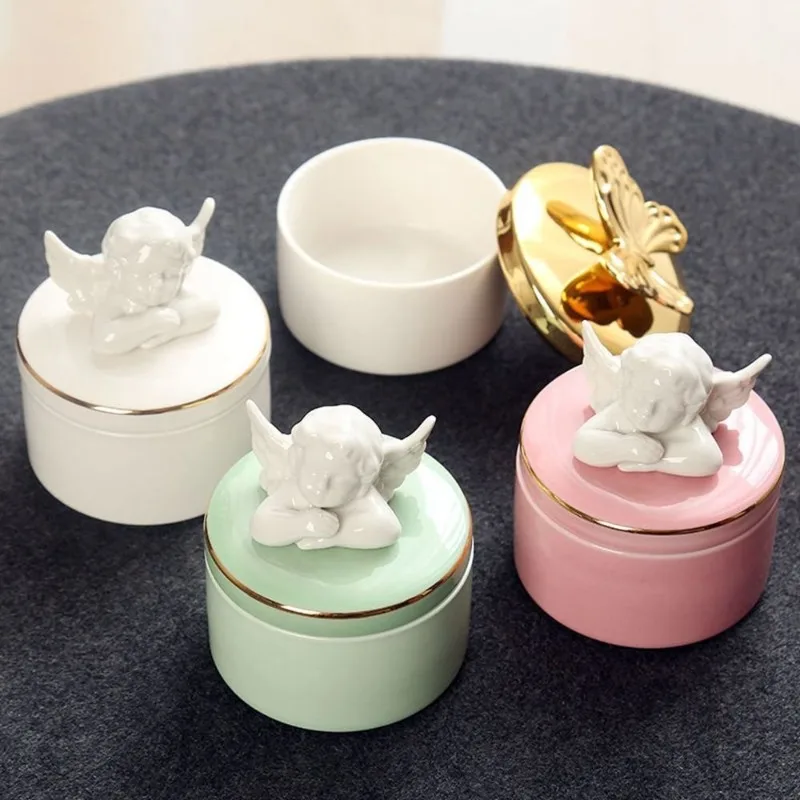 Cute Angel Wing Memorial Keepsake Ceramics Cremation Urns for Human Pet Ashes Mini Urn Memorial Ashes Holder Pet Product