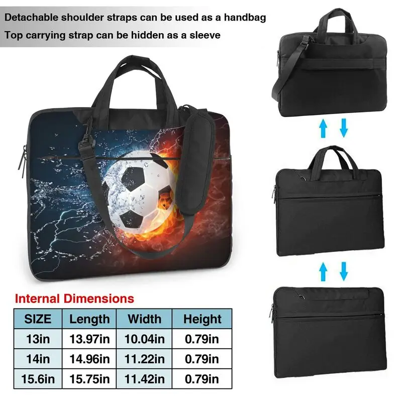 Soccer Ball Print Laptop Shoulder Bag Compatible with 13/14/15.6 Inches Custom Carrying Case Computer PC Cover Pouch