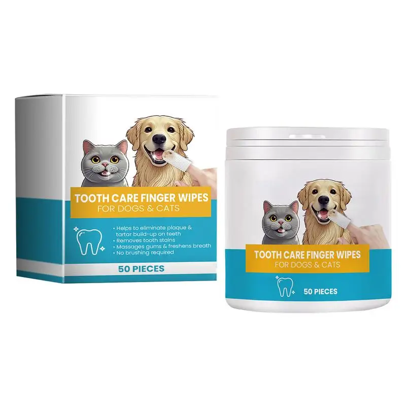 Dog Teeth Wipes 50X Oral Cleansing Wipes Pet Grooming Wipes Bad Breath Eliminator Pet Supplies For Dogs And Cats