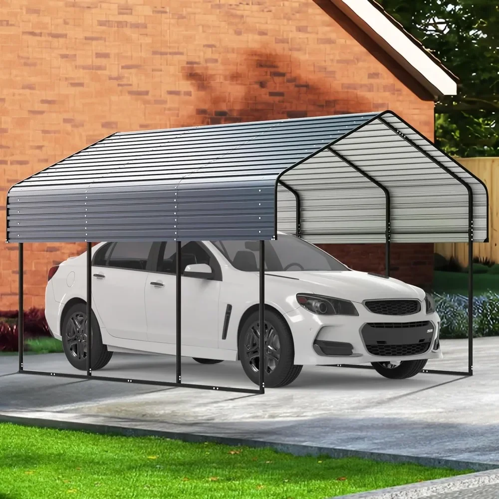 

10'x15' Heavy Duty Metal Carport, Outdoor Garage Car Shelter Shade with Heavier Metal Frame