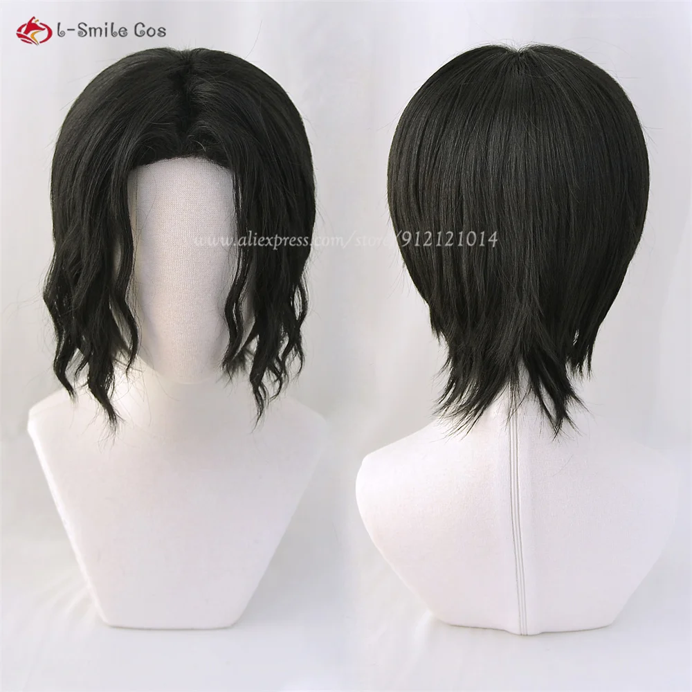 

Kibutsuji Muzan Cosplay Wig Black Wigs For Men Women Cosplay Anime Wig Heat Resistant Synthetic Hair Halloween + Wig Cap
