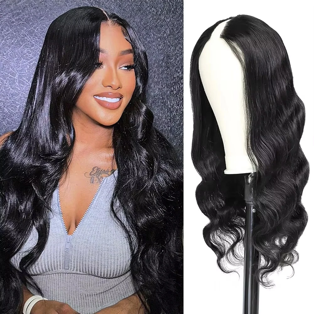 V Part Wig Human Hair 32 Inch Body Wave V Shape Wig Full Machine Made Wig Brazilian Human Hair Wigs For Women