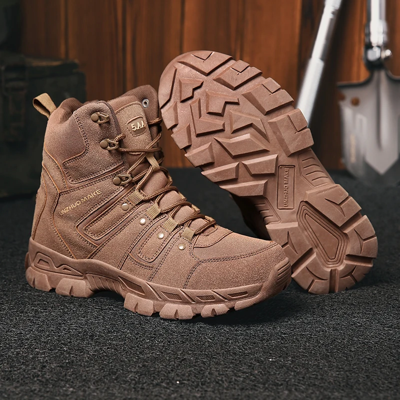 Männer Taktische Stiefel Hohe Qualität Marke Jagd Wandern Schuhe Lace Up Wüste Unisex Anti-Slip Armee Stiefel Motorrad Klettern schuhe