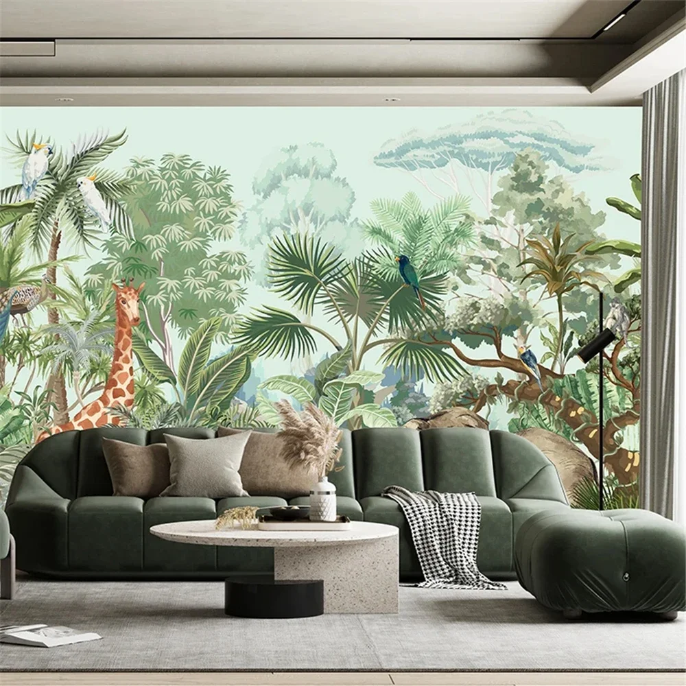 Custom Forest wallpaper bedroom decoration Home Mural Elegant animal Peel And Stick Wallpapers for living room art stickers