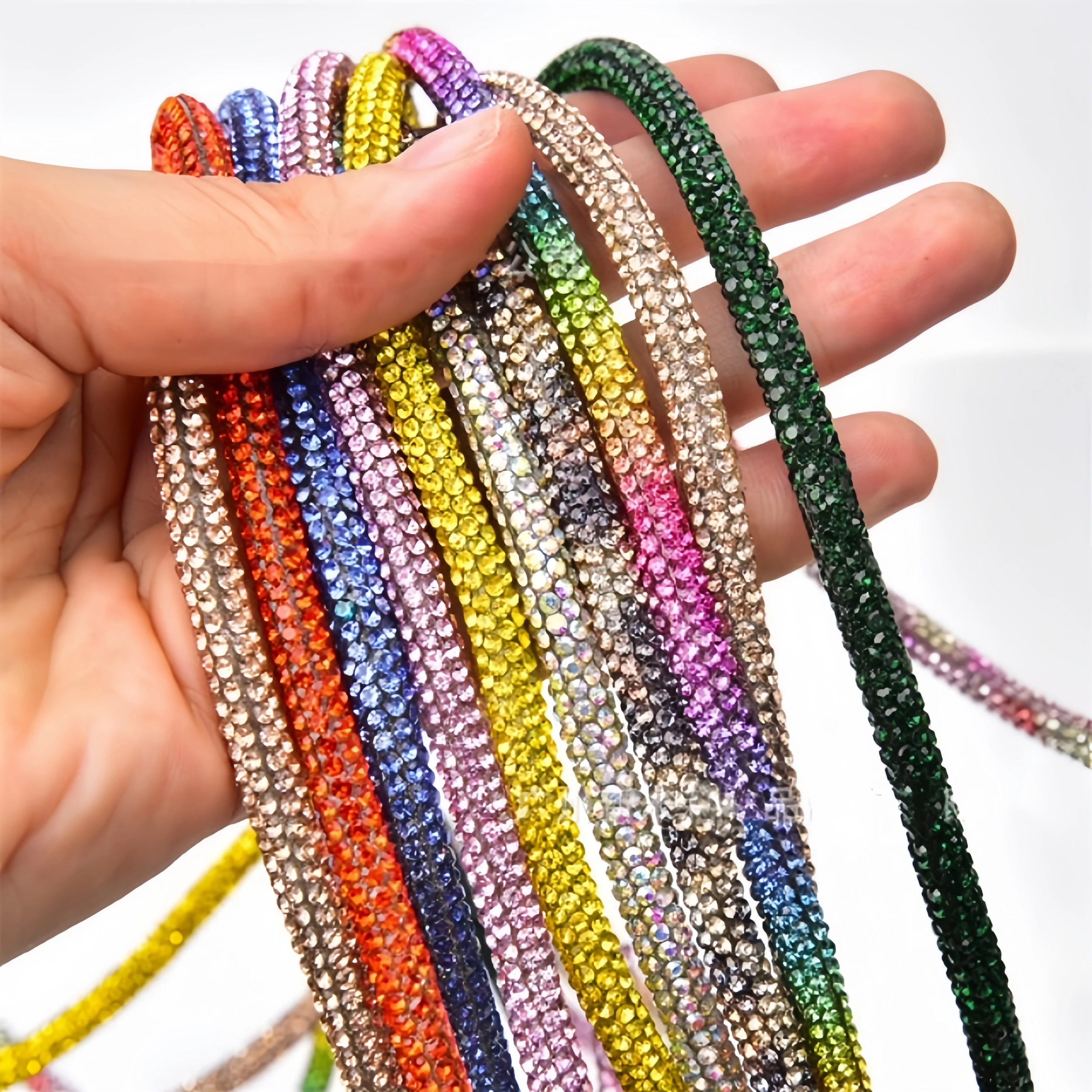 

10-50 Yards Sparkling Rhinestone Cord 4/6mm for DIY Clothing Shoes Bags Hats Wedding Party Decorations Rhinestone Rope String