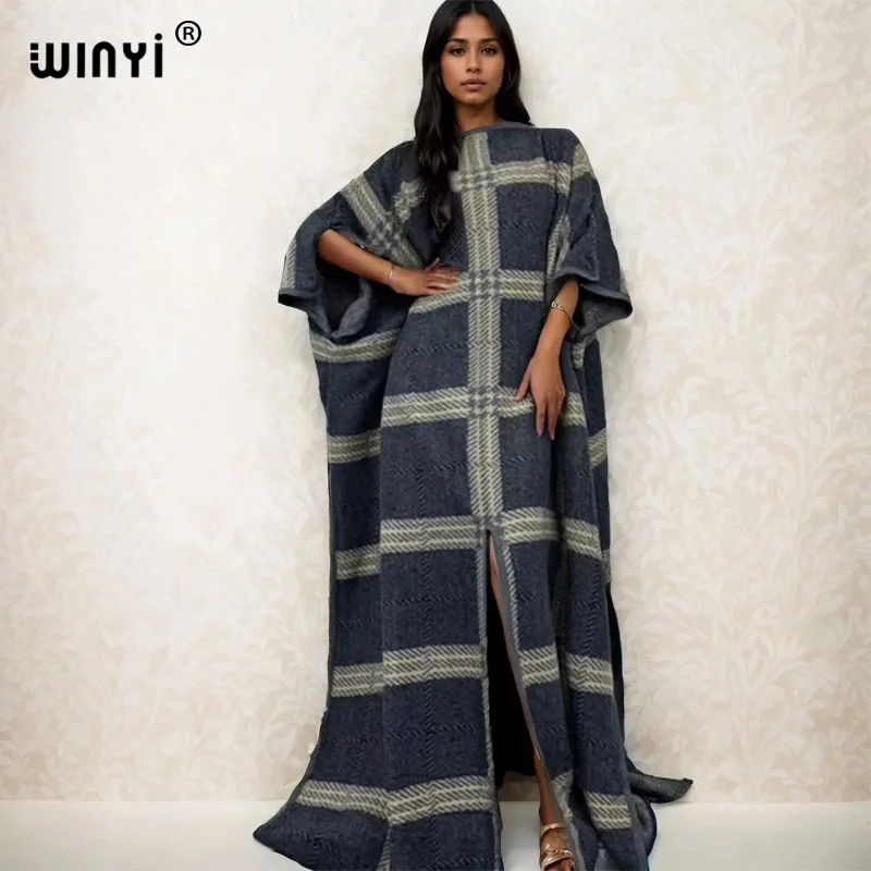 WINYI 2023 retro print Comfort Warm fashion Caftan winter dress Elegant Africa Women Boho party winter clothes for women kaftan