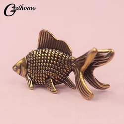 Solid Brass Fish Figurines Miniatures Vintage Feng Shui Desktop Ornament Craft Simulation Carp Tea Pet Home Decoration Accessory