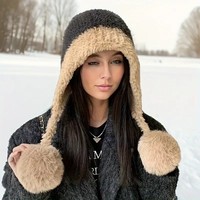 Soft Plush Warm Hat for Women Windproof Coldproof Thickened Solid Color Ear Protection Bonnet Caps Fashion Autumn Winter